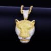 Gold Leopard Head Pendant with Zircon - 2