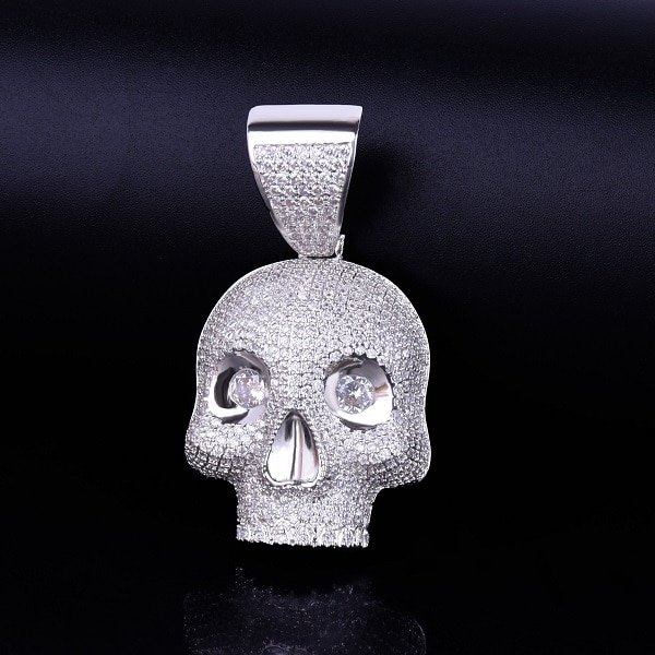 Pendentif tête de mort doré zircon - 2