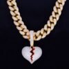 Pendentif Cœur Brisé Doré en Zircon - 8