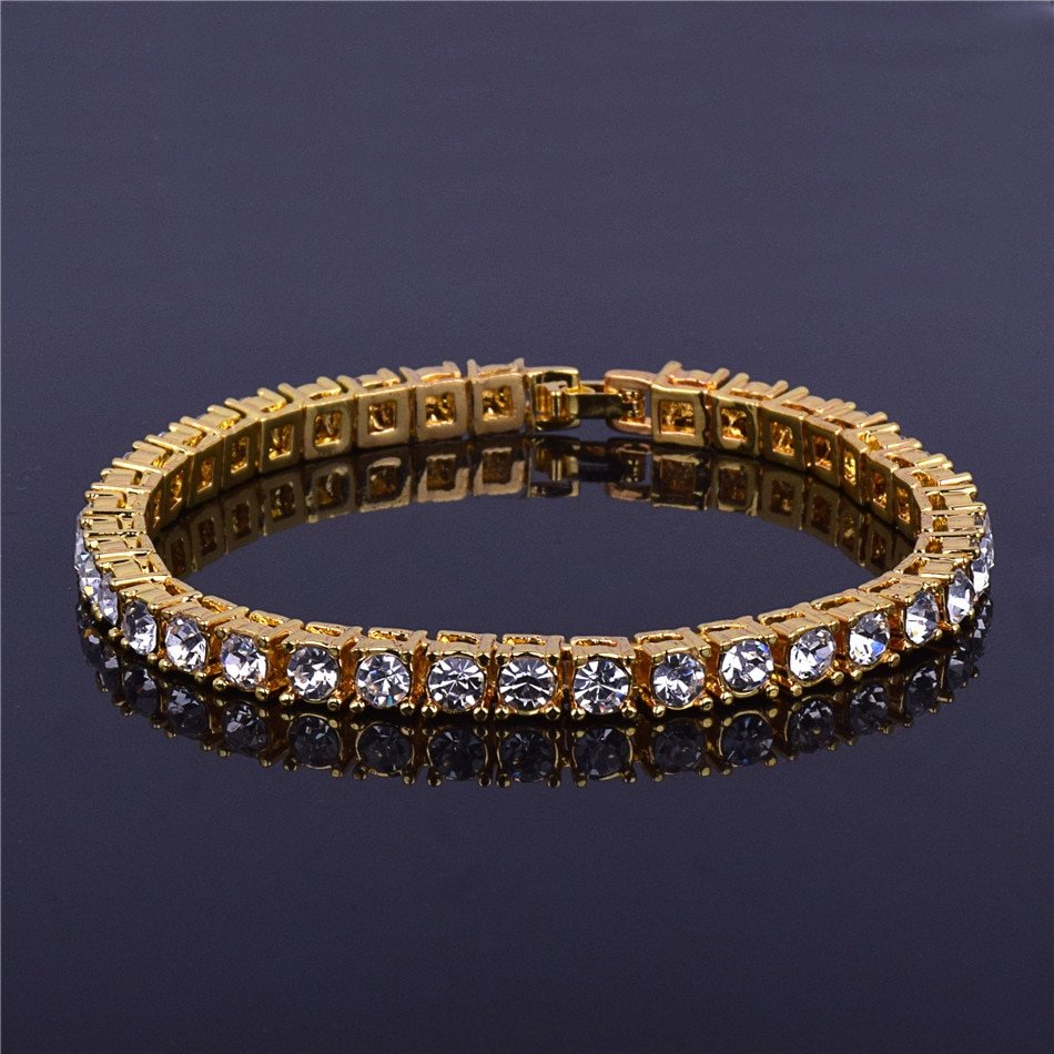 Bracelet pour hommes en alliage doré avec strass