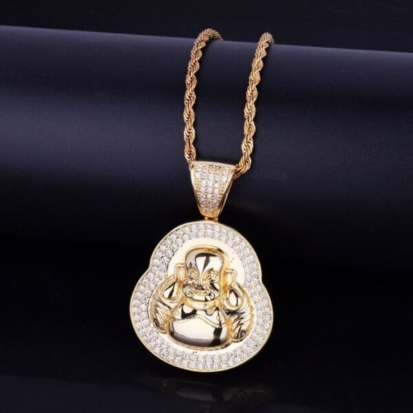 Pendentif Bouddha Doré en Zircon Cubique - 5