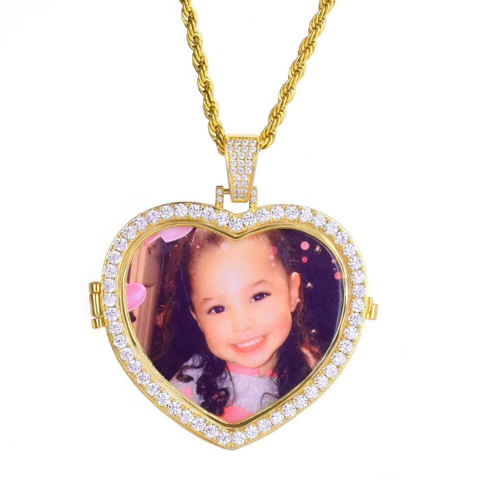 Heart Projection Photo Pendant Necklace - 4