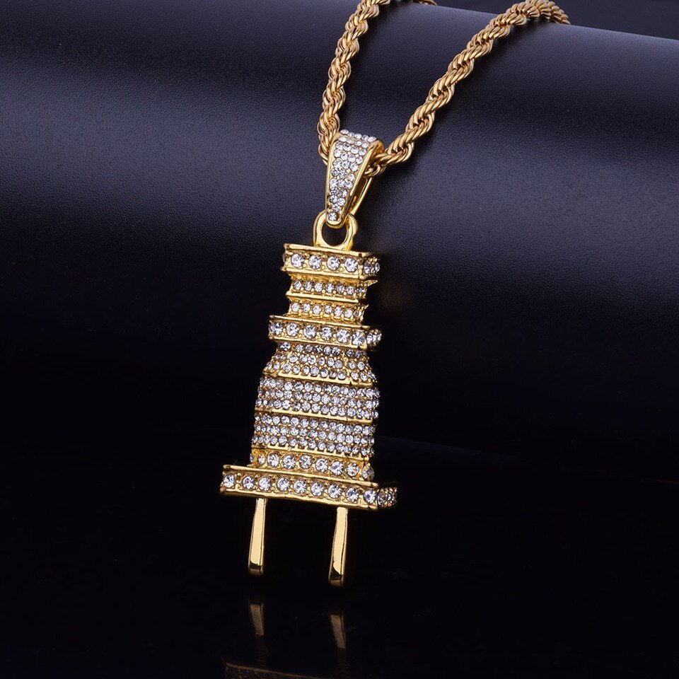 Pendentif Prise Dorée Strass pour Hommes