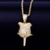 Collier avec pendentif rose pour hommes orné de zircon cubique - 4