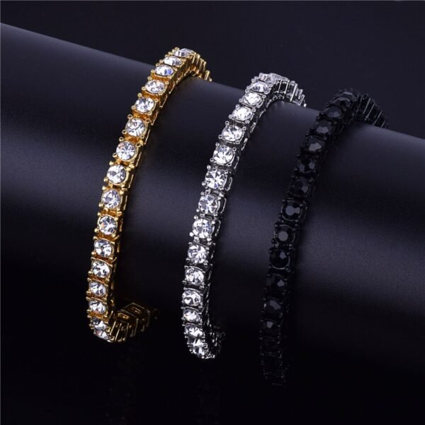 Bracelet pour hommes en alliage doré avec strass - 2