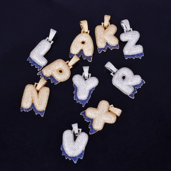 Collier lettre égouttant bleu - 3