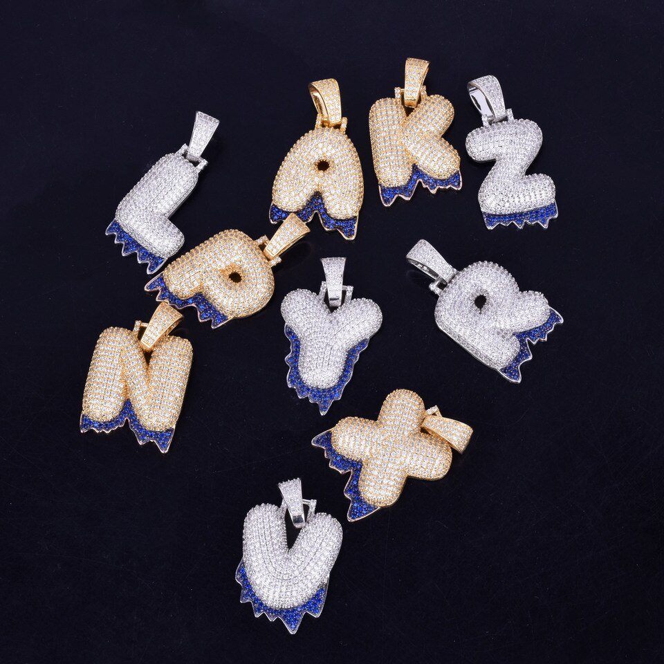 Dripping Blue Letter Necklace - 3