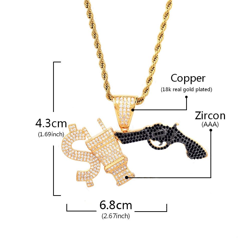 Collier Pendentif Dollar & Pistolet - 3