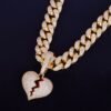 Pendentif Cœur Brisé Doré en Zircon - 6