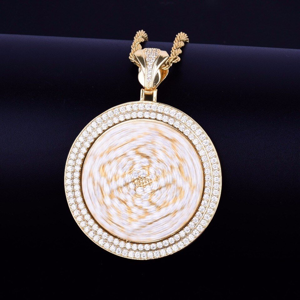 Rotating Zircon Pendant Necklace - 2