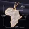 Gold Rhinestone Africa Map Necklace - 2