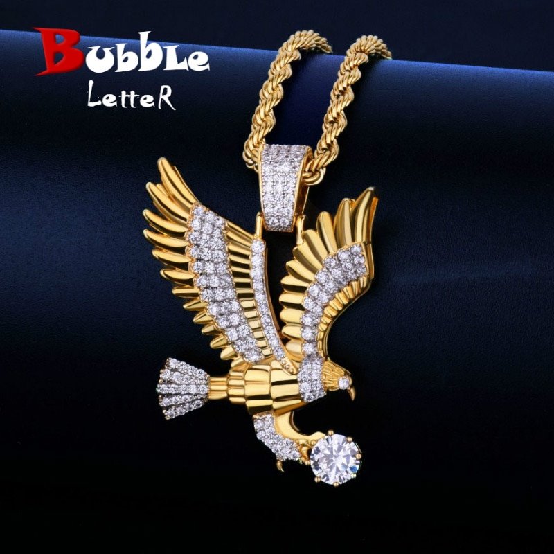 Eagle Pendant Necklace with Cubic Zirconia - 1