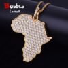 Gold Rhinestone Africa Map Necklace - 1