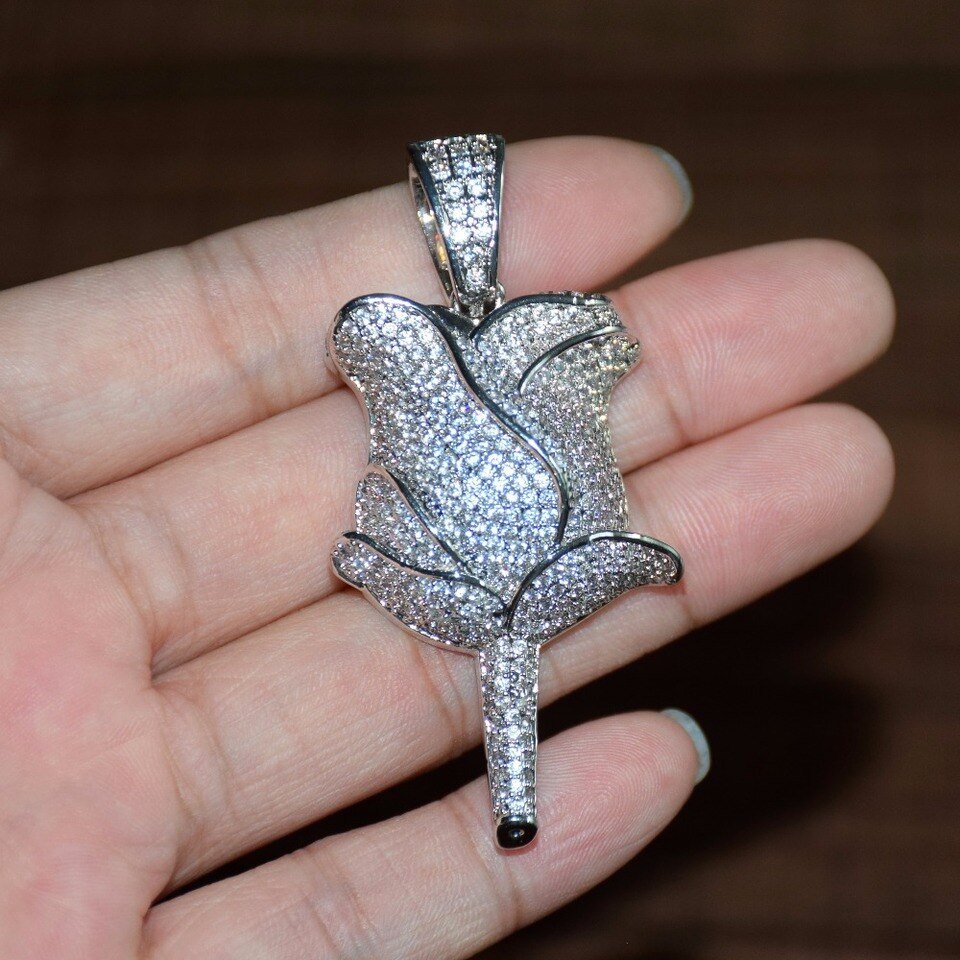 Rose Pendant Necklace with Cubic Zirconia - 8