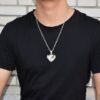 Collier Pendentif Cœur Brisé pour Hommes - 3