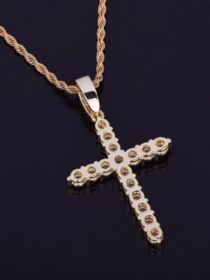 Gold Cross Pendant with Cubic Zirconia