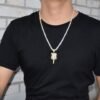 Collier avec pendentif rose pour hommes orné de zircon cubique - 2