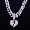 Pendentif Cœur Brisé Doré en Zircon - 5