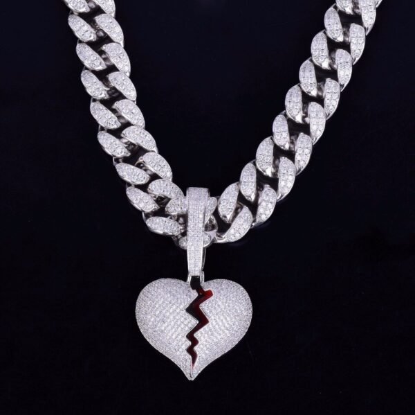 Pendentif Cœur Brisé Doré en Zircon - 5