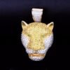 Gold Leopard Head Pendant with Zircon - 6