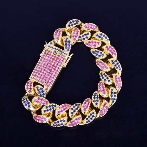 Bracelet Miami cubain zircon coloré - 3