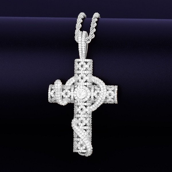 Collier Serpent Croix Doré Zircon