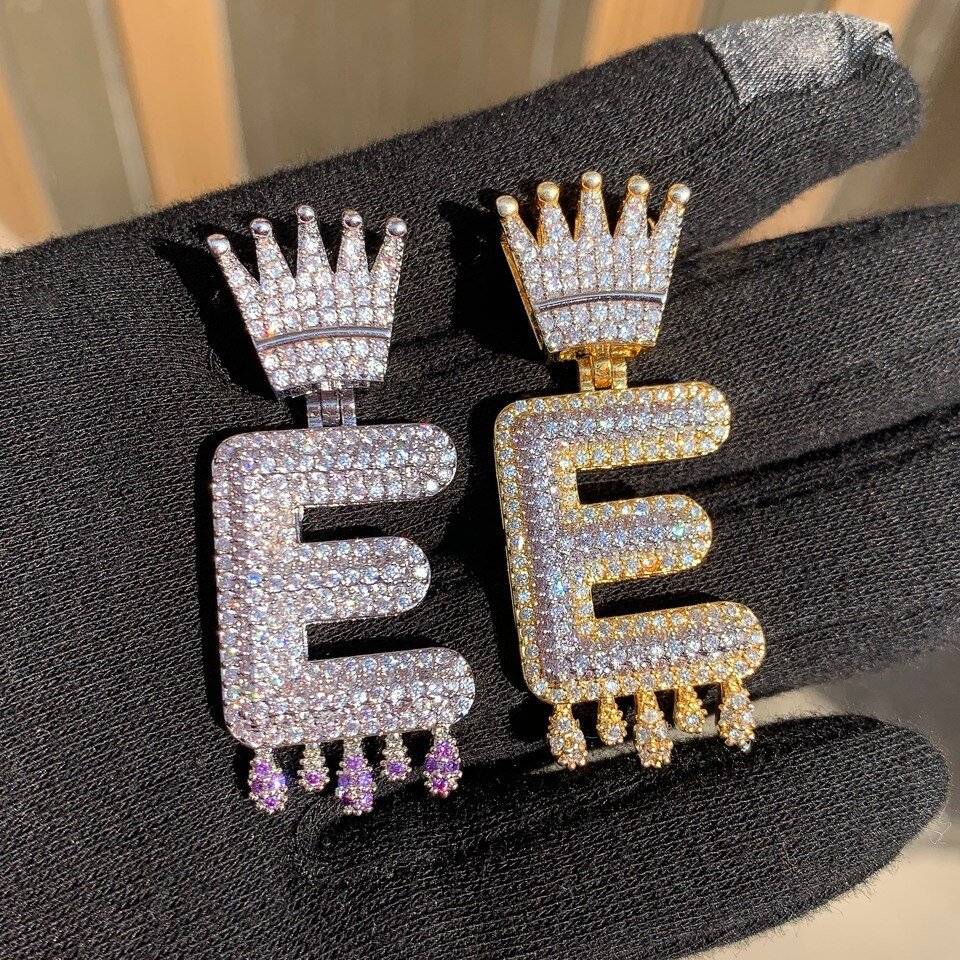 Purple Letter Pendant with Crown - 4