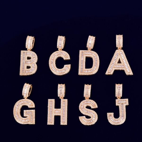 Pendentif Lettres Doré Baguette - 4