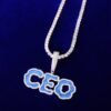 Collier pendentif à lettres bleues personnalisées