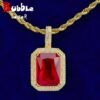 Pendentif lettre bulle en gemme rouge - 1