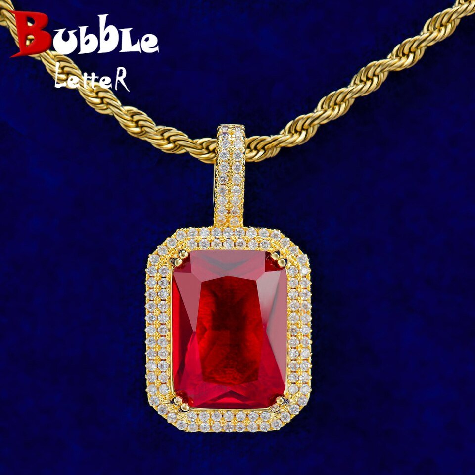 Red Gemstone Letter Pendant - 1