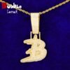 Pendentif lettre initiale pour hommes doré - 1