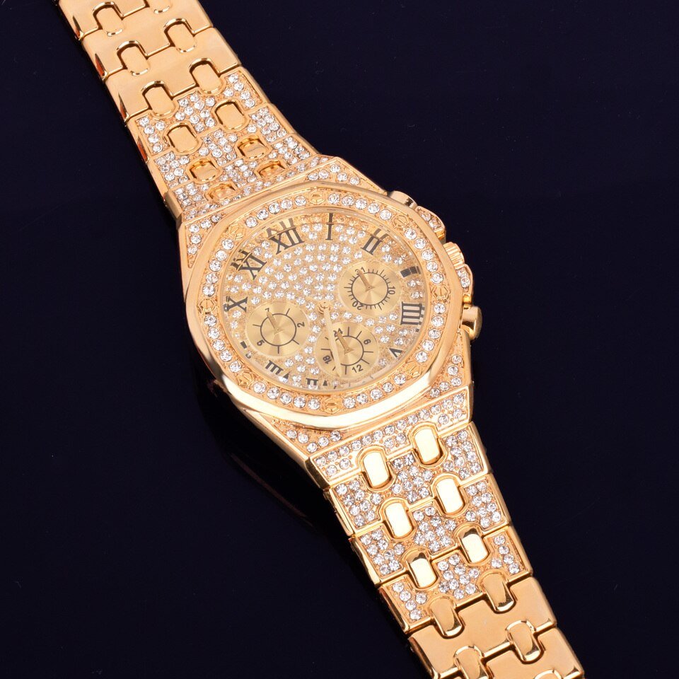 Gold Watch with Rhinestones - 4