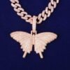 Collier Pendentif Papillon Rose 10mm