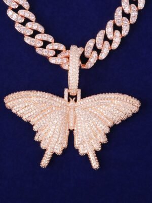 Pink Butterfly Pendant Necklace