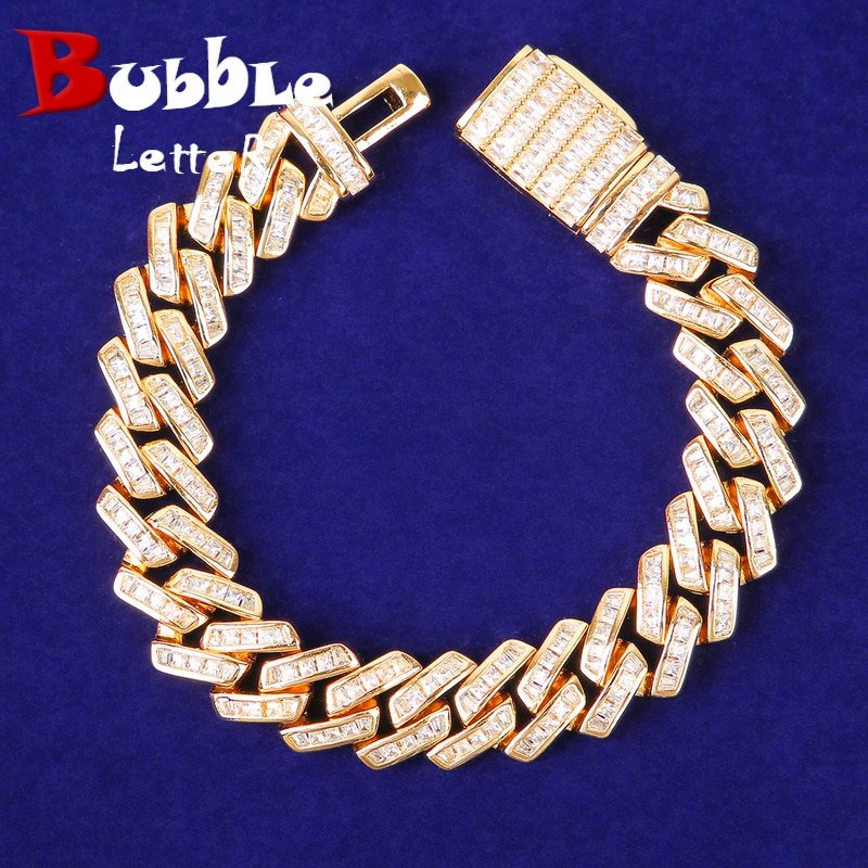 Bracelet baguette 11mm pour hommes doré - 1