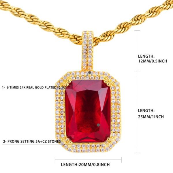 Pendentif lettre bulle en gemme rouge - 5