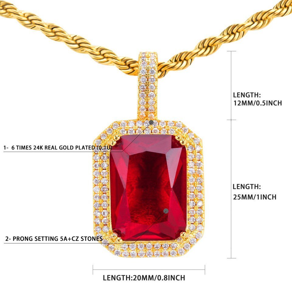 Red Gemstone Letter Pendant - 5