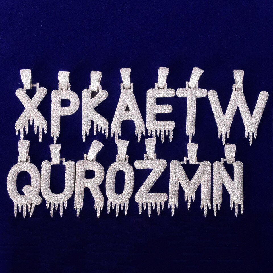 Droplet Letter Pendant with Tennis Chain - 3