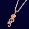 Gold Snake Pendant with Zircon - 4