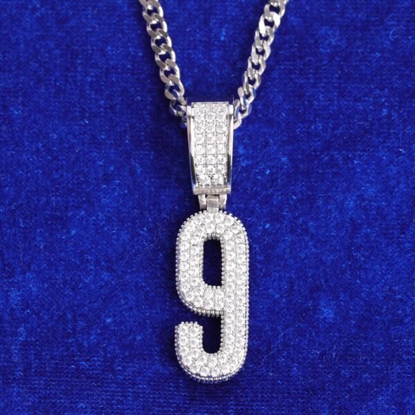 Pendentif chiffre plaqué or - 5