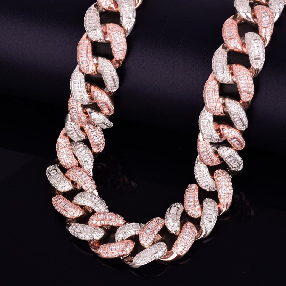 Cuban Link Chain Necklace with Baguette Letters - 3