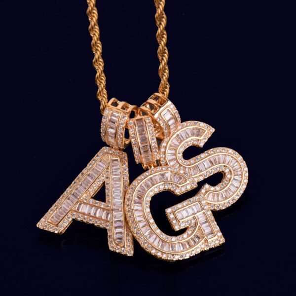 Pendentif Lettres Doré Baguette - 3