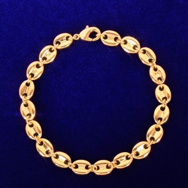 Bracelet maillon 7mm pour hommes en doré brillant - 1