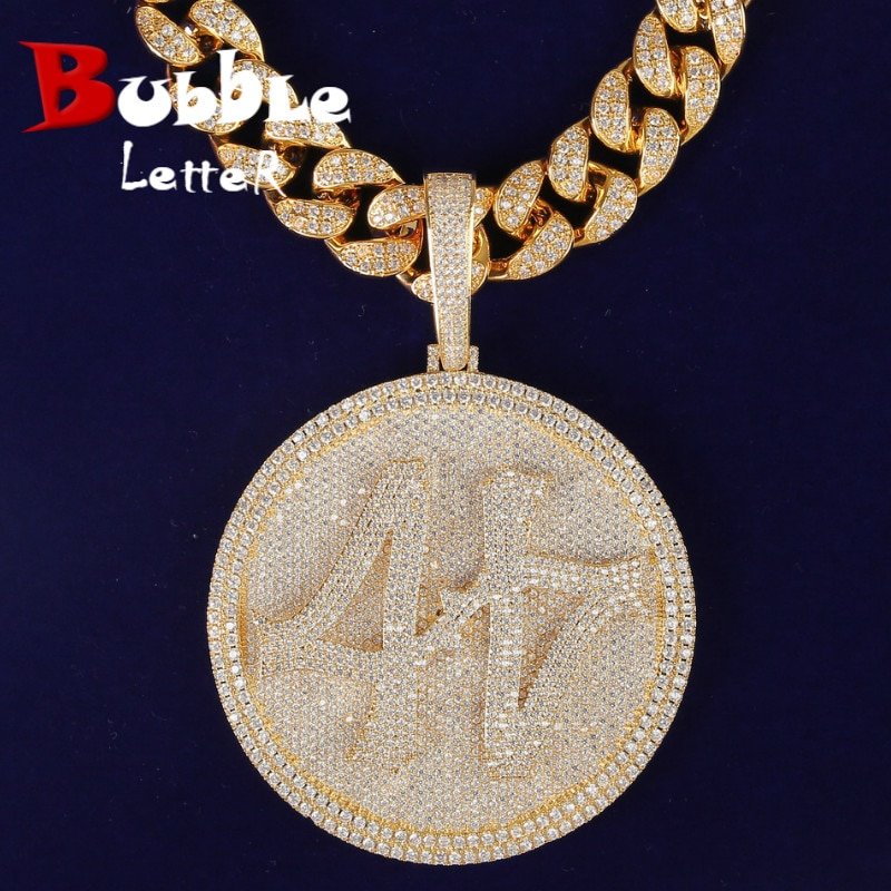 Personalized Gold Letter Circle Pendant Necklace - 1
