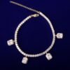 Gold Tennis Bracelet with White Crystal - 5