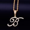 Gold Cursive Letter Pendant Necklace