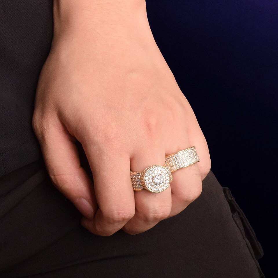 Gold Dome Initial Wedding Ring - 2