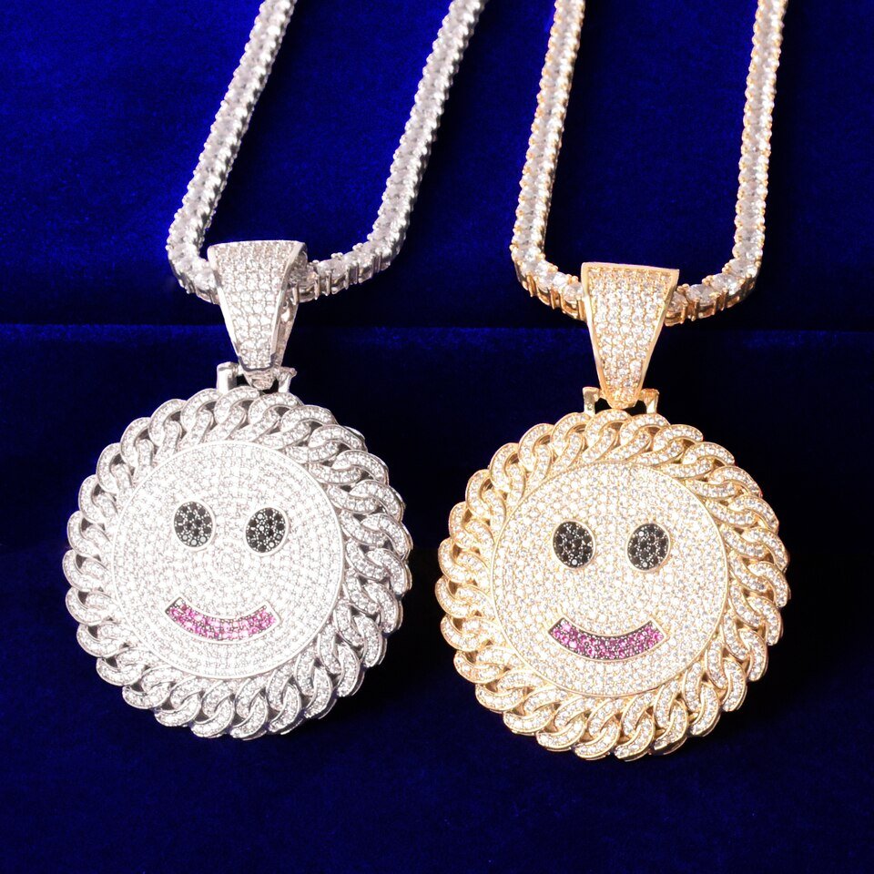 Pendentif Visage Souriant Doré - 5