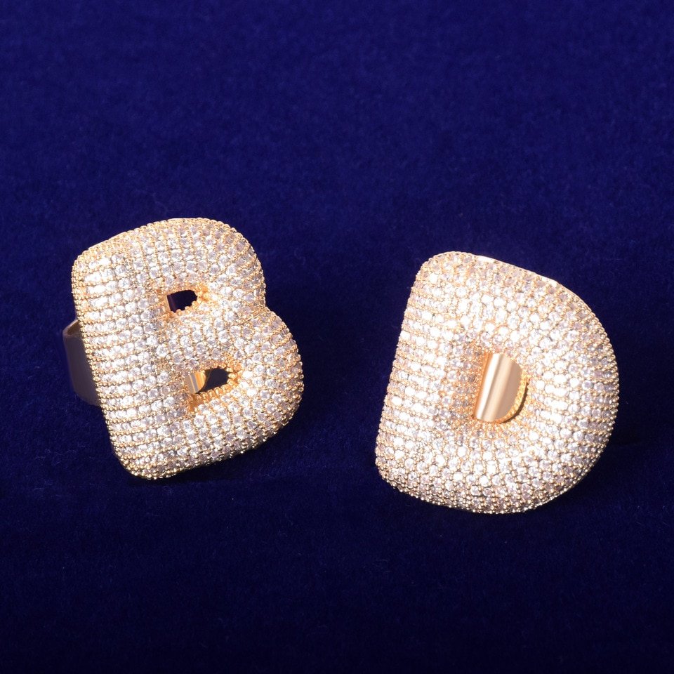 Bague ajustable à lettres dorées A-Z - 5